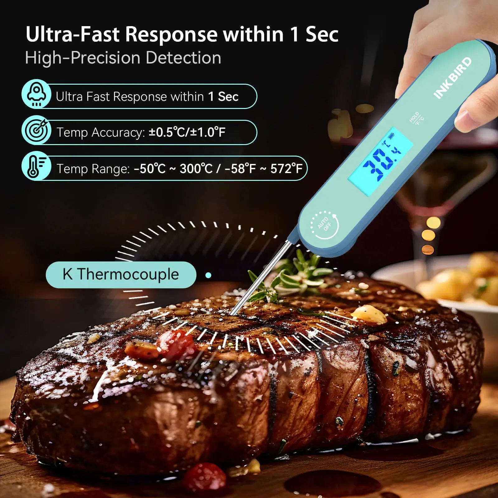 Nhiệt kế thực phẩm kỹ thuật số Inkbird Digital Thermometer dùng trong BBQ Nhiệt kế thực phẩm kỹ thuật số Inkbird Digital Thermometer dùng trong BBQ