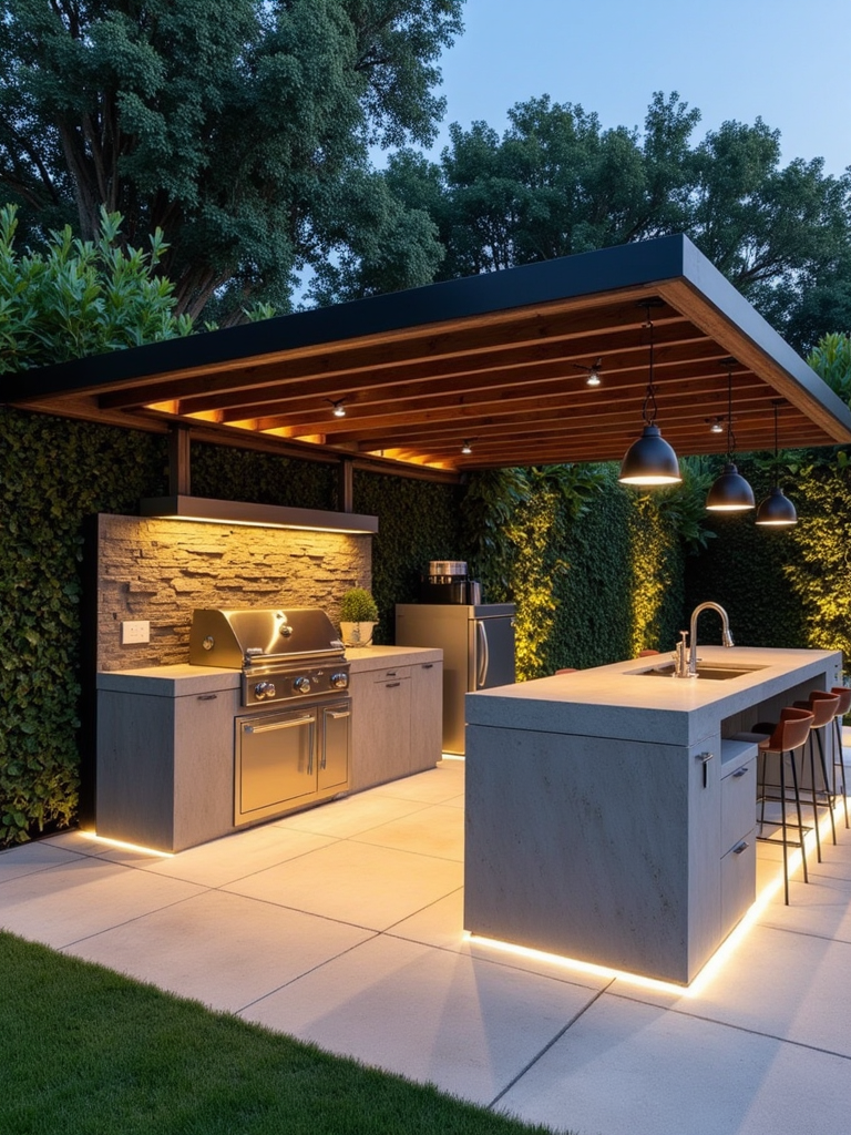 Hệ bếp nướng bbq ngoài trời trong khuôn viên biệt thự