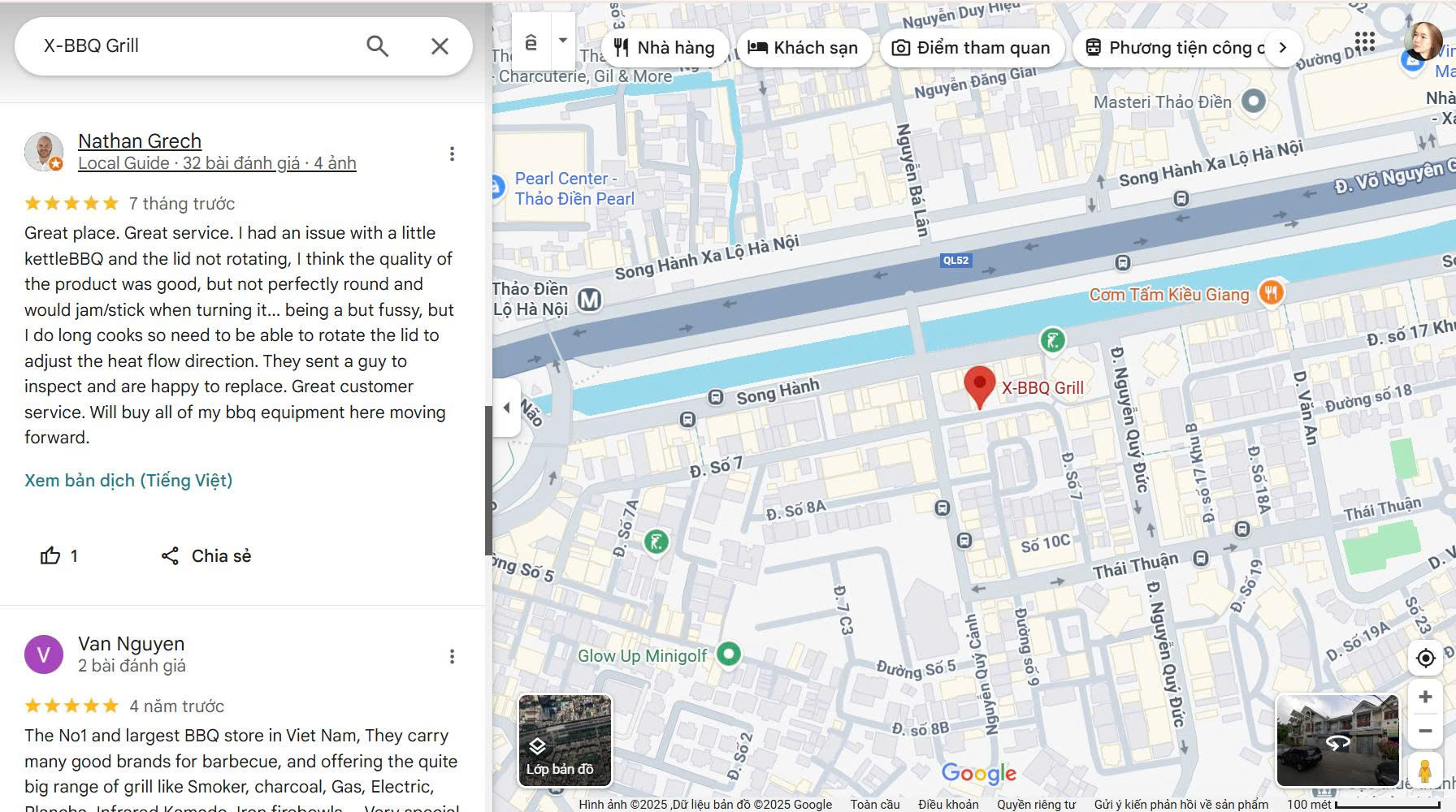 The customer review about X-BBQ service on Google Maps