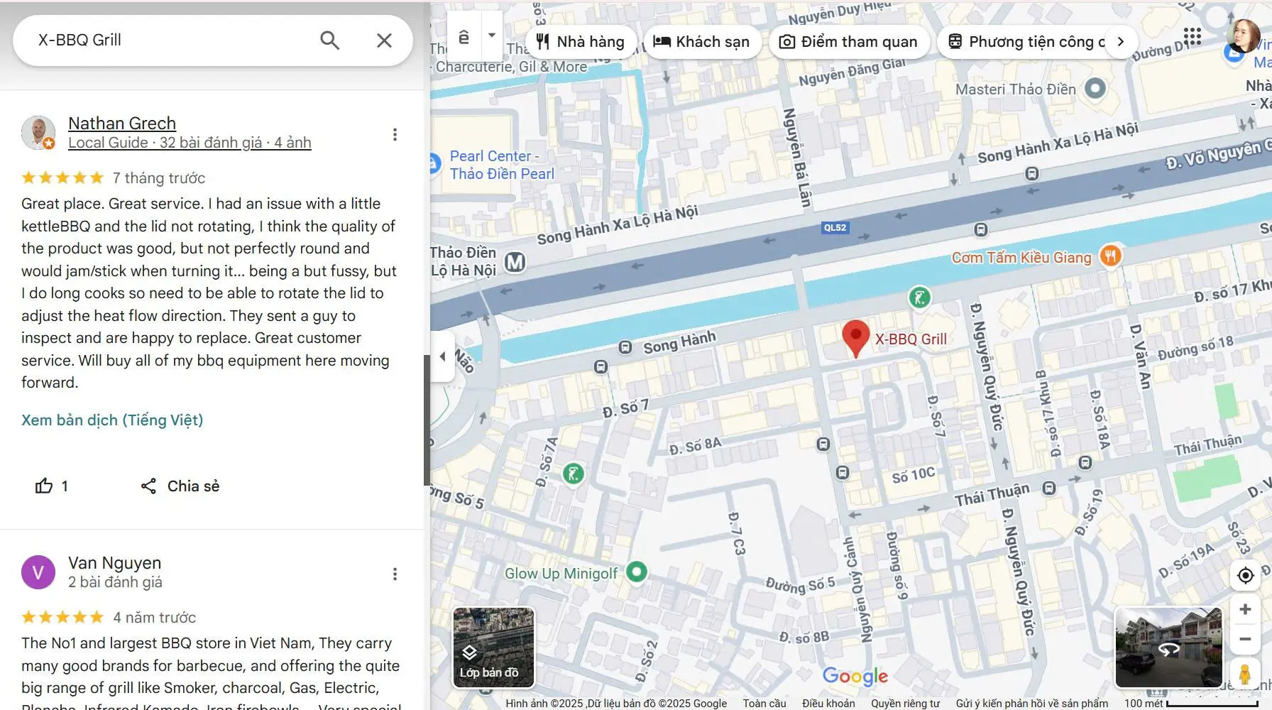 The customer review about X-BBQ service on Google Maps