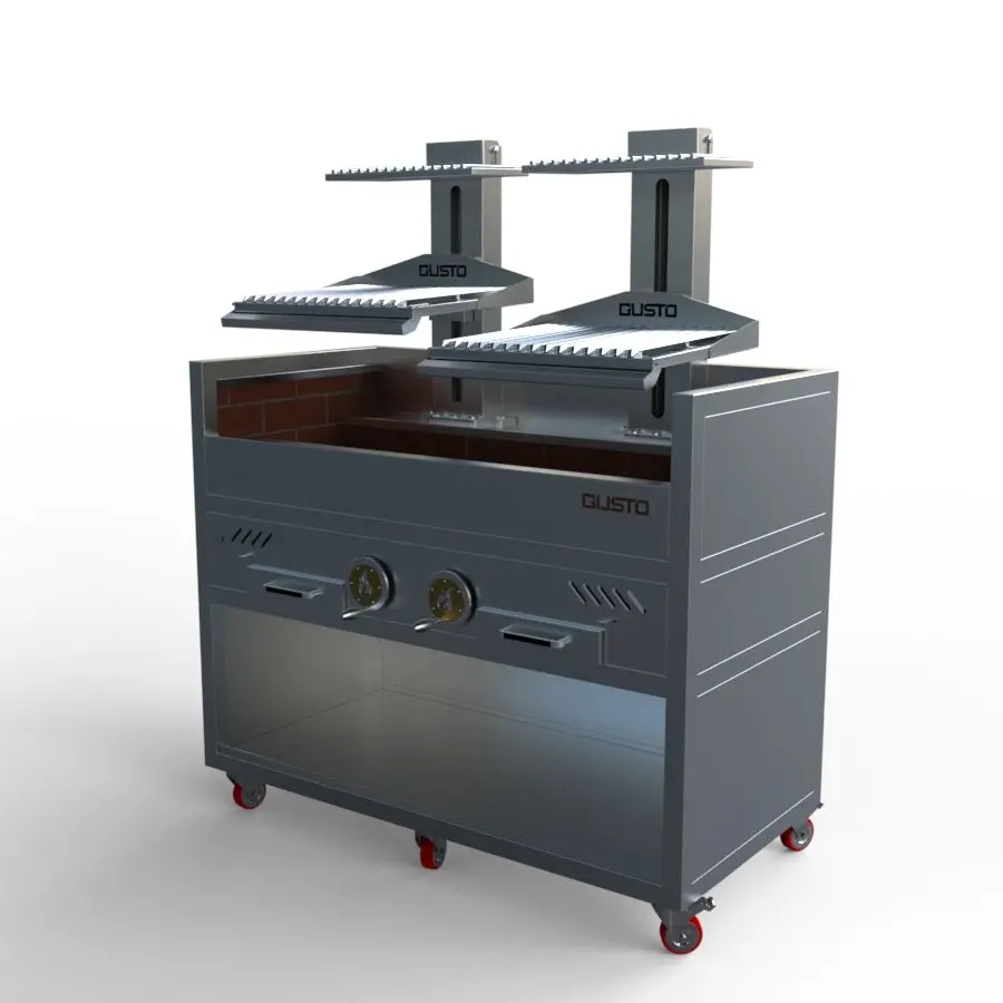 Gusto Argentine double parrilla w cabinet commercial grill-4 Gusto Argentine double parrilla w cabinet commercial grill-4