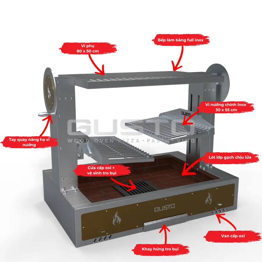 Cấu tạo bếp nướng than nhà hàng Gusto Argentine 2 Parrilla